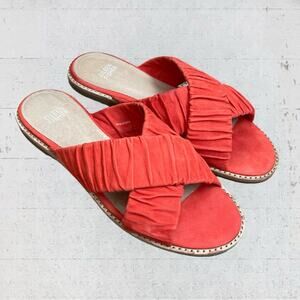 Eileen Fisher Cross Tumbled Nubuck Sandal Melon Size 7 Resortwear Travel